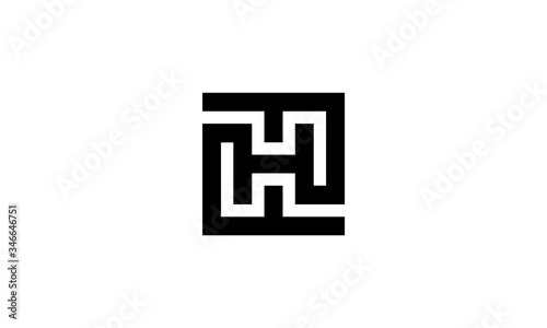 initial H square link connection logo design concept