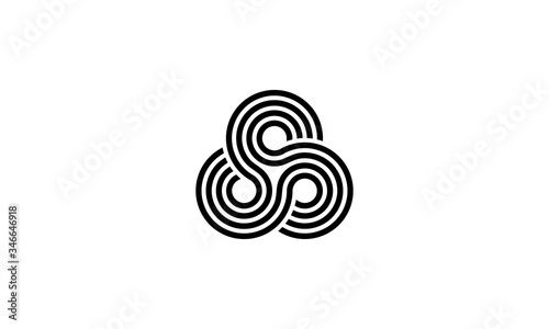 circle link connection with infinity shape and line style logo design concept