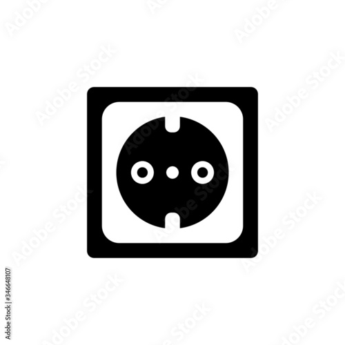 power socket vector icon in black flat design on white background