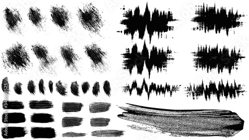big set of 37 vector brush stroke stains. Collection of hand drawn brushes, high quality trace. Vector EPS10