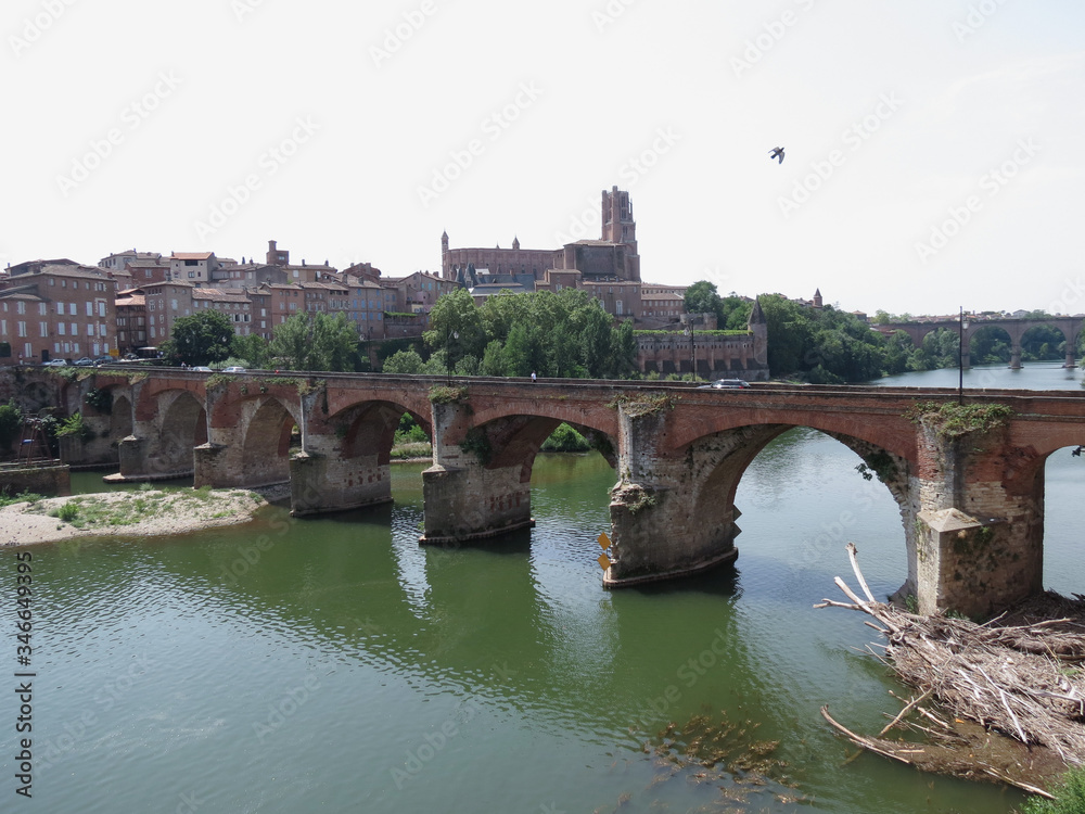 Fototapeta premium Cathedral and Pont vieux in Albi, France