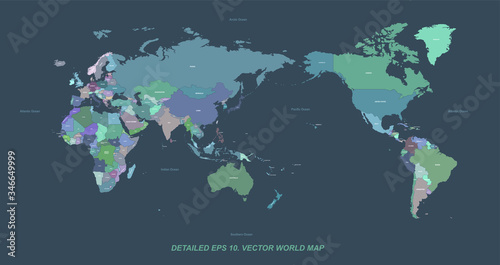Hi detailed Vector world map. editable world map vector with country named.