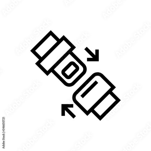 Seat belt icon in outline style on white background