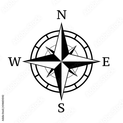 Vintage compass icon.Vector illustration.Compass navigation illustration.Rose icon.