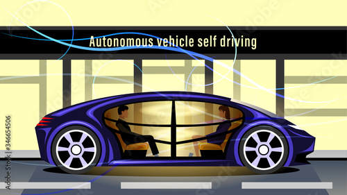 Autonomous vehicle self driving. Driverless smart car.