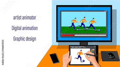 Animator designer in creative process art project