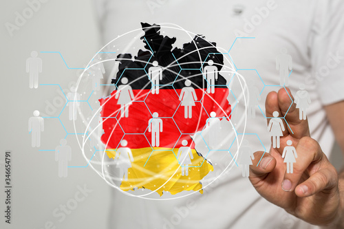 map of Germany. Wire frame 3D mesh