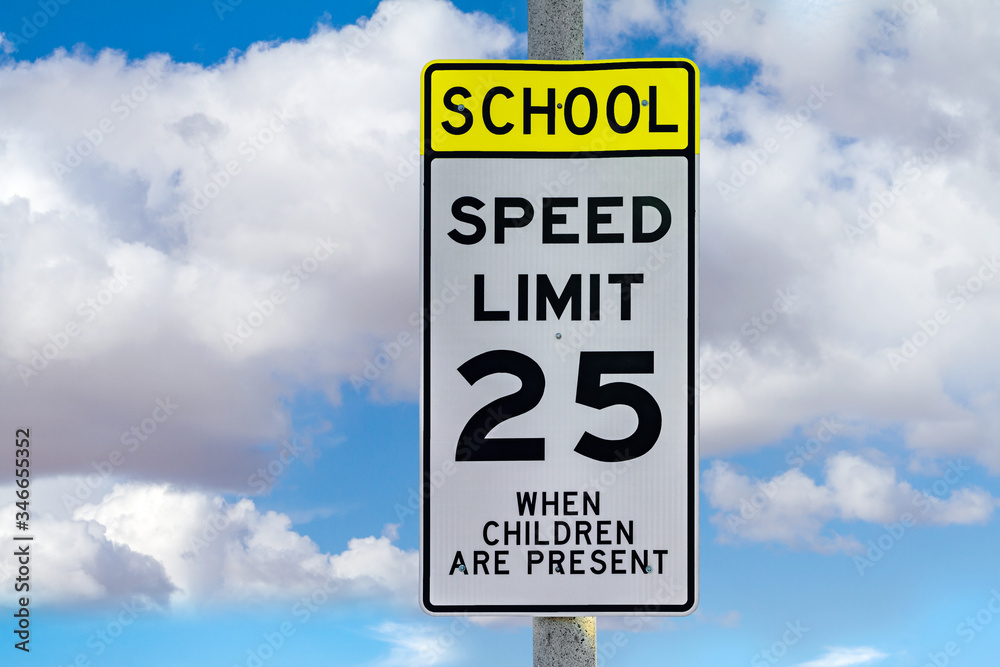 School Speed Limit 25 When Children Are Present street sign . School Speed Limit 25 When Children Are Present street sign .