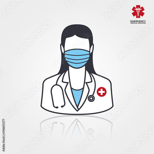Woman Doctor Icon. Vector illustration