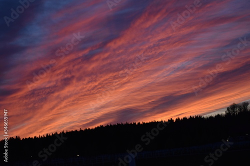 Sunset over Varmland, Sweden. Extremely wonderful sunset very late evening in early May.