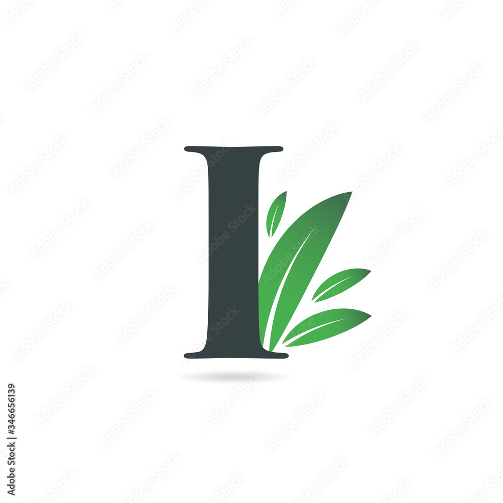 Initial Letter I Leaf Logo Initial Letter I Leaf Logo