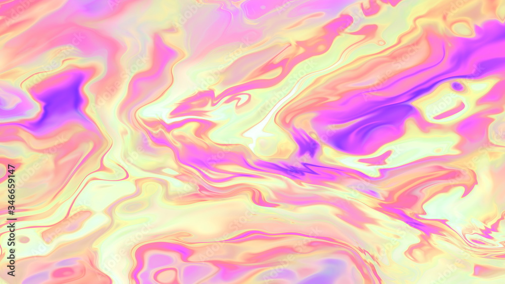 Iridescent background. Crazy wavy texture. Fluid neon waves. Trippy liquid rainbow effect. Acid marbling holographic mixture.