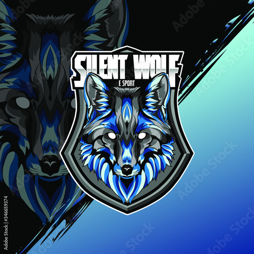 Wolf Head Logo Mascot Emblem on shield. Fox college sports teams, e-sport, school logo, tattoo, avatar, print t-shirt. The design of the character of a wild and beast. Vector illustration