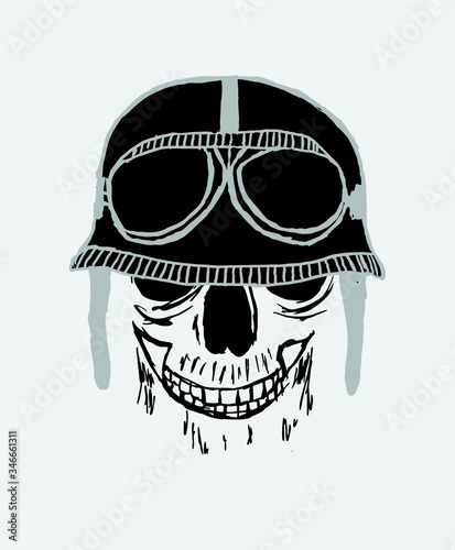 Rock music cap skull print embroidery graphic design vector art