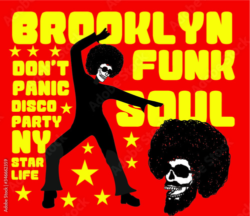 Funk Soul music dancer print embroidery graphic design vector art