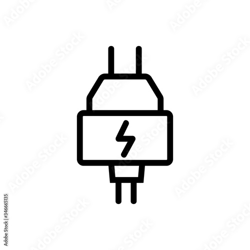 power adapter with charger plug icon vector. power adapter with charger plug sign. isolated contour symbol illustration