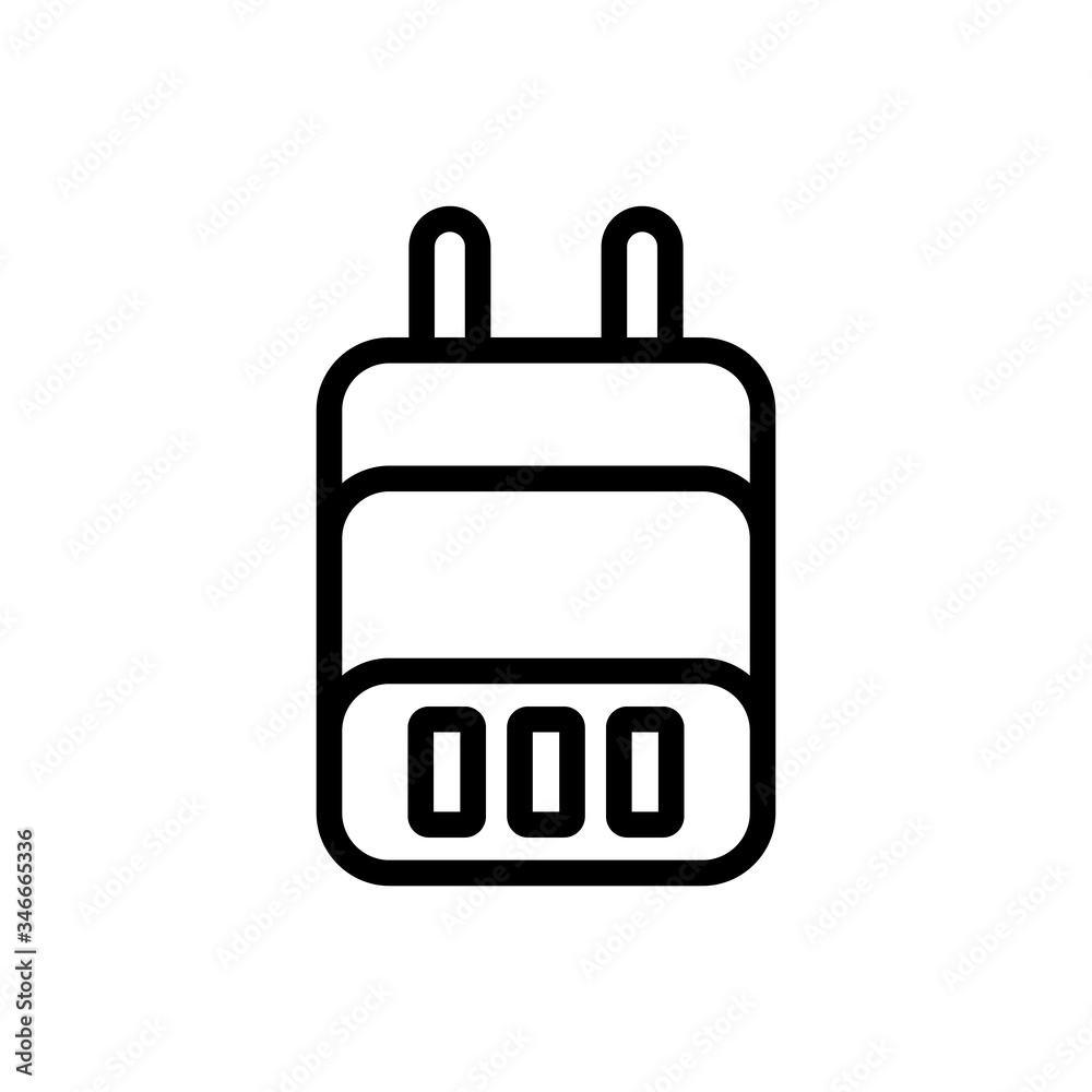 power adapter with plug for three devices icon vector. power adapter with plug for three devices sign. isolated contour symbol illustration power adapter with plug for three devices icon vector. power adapter with plug for three devices sign. isolated contour symbol illustration