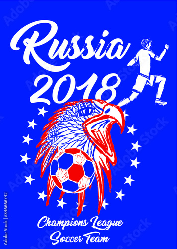 Russia soccer print embroidery graphic design vector art