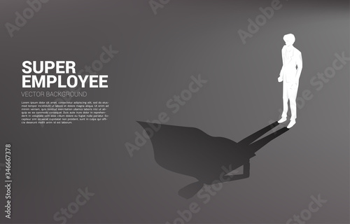Silhouette of businessman and his shadow of superhero.concept of empower potential and human resource management
