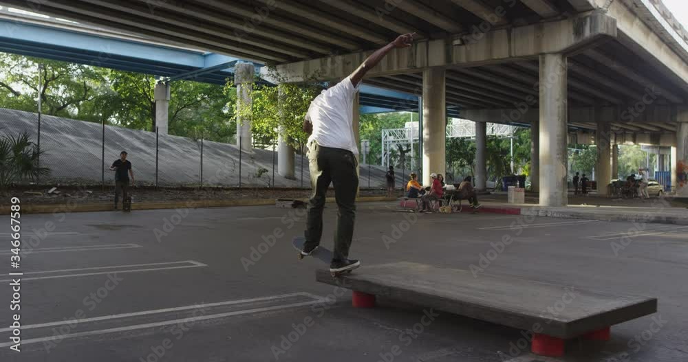African American skateboarder at skate park
