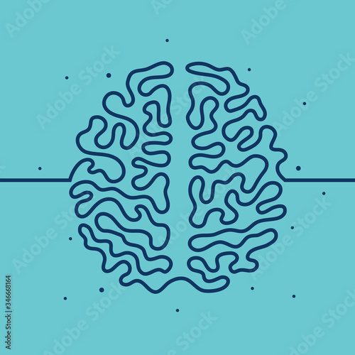 Brain continuous line icon, simple vector image