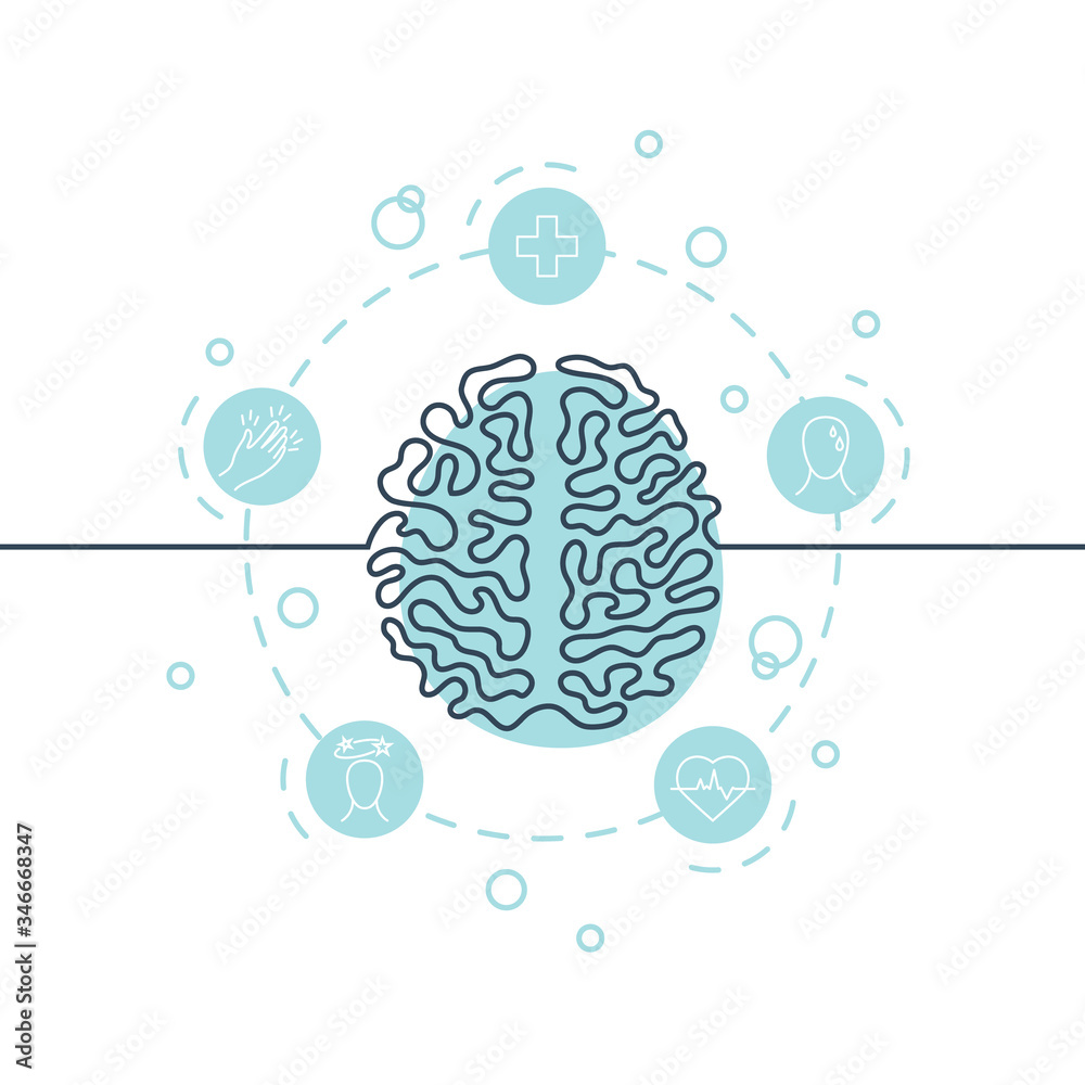 Brain continuous line icon, simple vector image - obrazy, fototapety, plakaty 