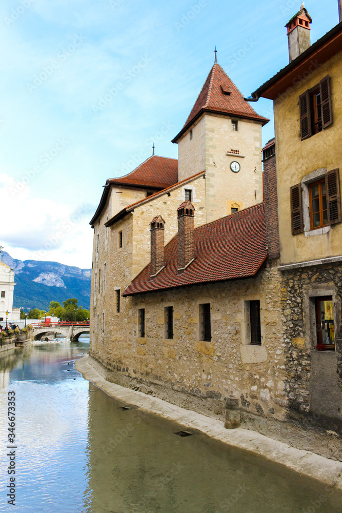The Palais de l'Ile on the Annecy old town, France. The Palace, often described as a 