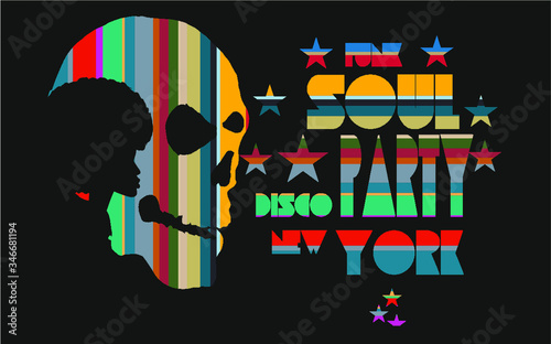 funk soul party print embroidery graphic design vector art