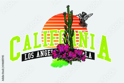 California deserts print embroidery graphic design vector art