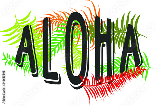 Aloha print embroidery graphic design vector art