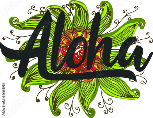Aloha print embroidery graphic design vector art