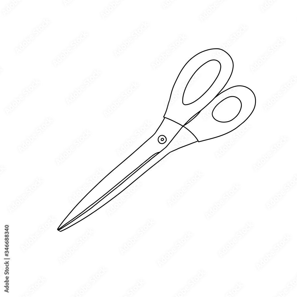 The concept of sewing. Scissors for cutting and sewing. Vector illustration of a drawn isolated sketch. Doodle style, flat design. The concept of sewing. Scissors for cutting and sewing. Vector illustration of a drawn isolated sketch. Doodle style, flat design.