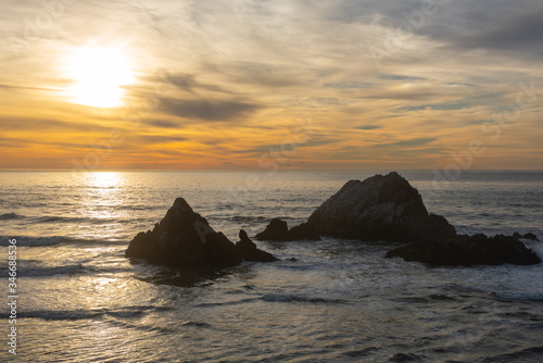 Ocean Beach at dusk with the Seal Rock in San Francisco, California © auseklis