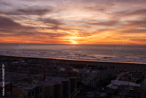 Beautiful Sunset on Ocean Beach, San Francisco, California