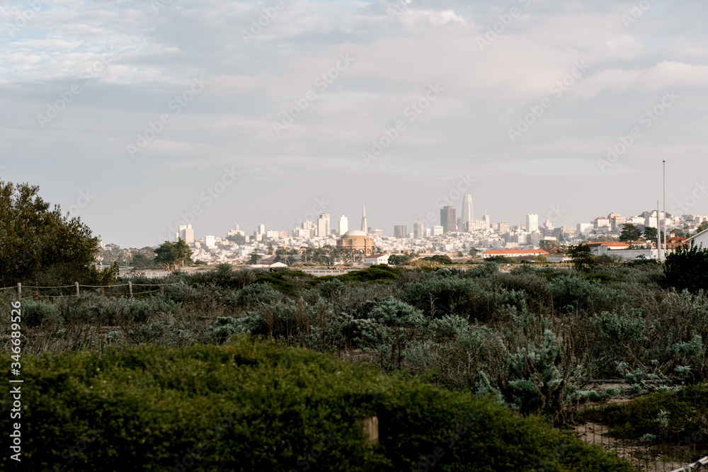 San Francisco skyline view from Crissy Field