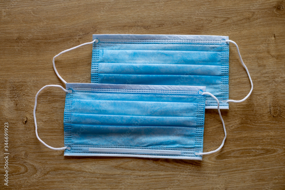 Surgical medical face mask on table Surgical medical face mask on table