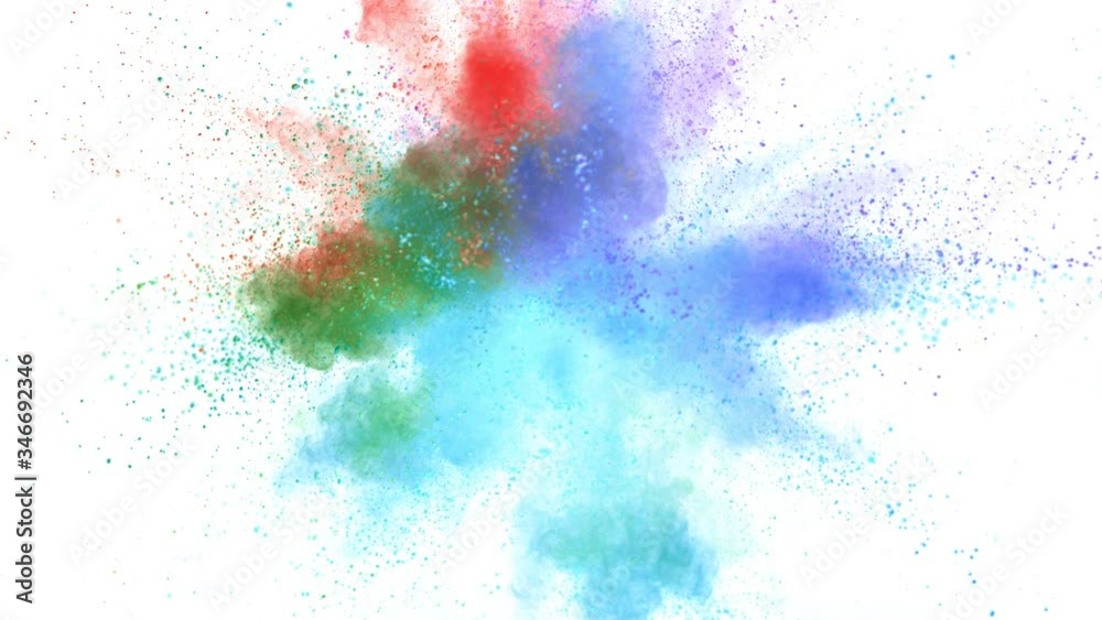 Colorful powder exploding on white background. Shot with high speed cinematic camera, super slow motion at 1000 fps.