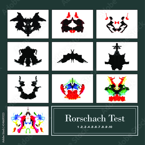 Rorschach test set inkblots symmetrical.