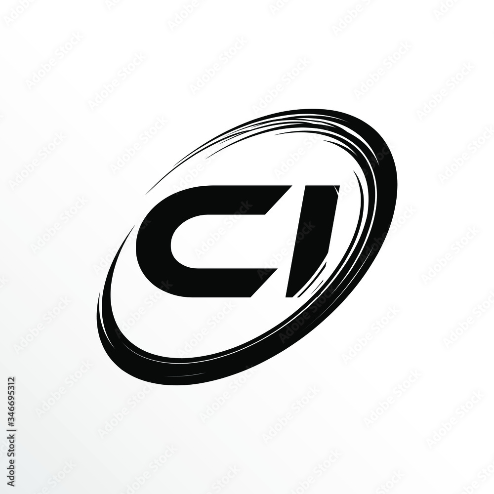 Initial Letter CI Brush Effect Logo Design Initial Letter CI Brush Effect Logo Design