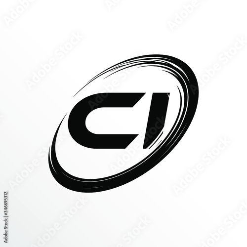 Initial Letter CI Brush Effect Logo Design