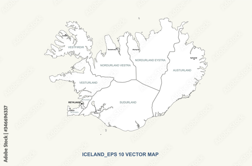 iceland map. country vector map of iceland.