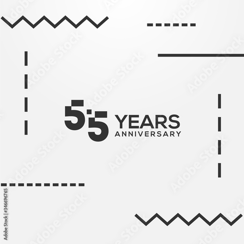 55 Years Anniversary Black Number Vector Design Illustration