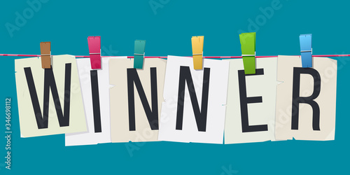 Word Winner attached to the rope with hairpins