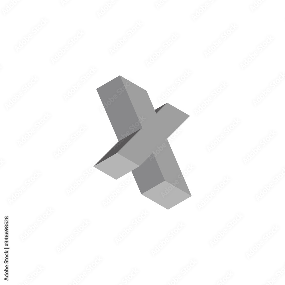 Obraz premium letter x simple 3d gradient shadow symbol logo vector