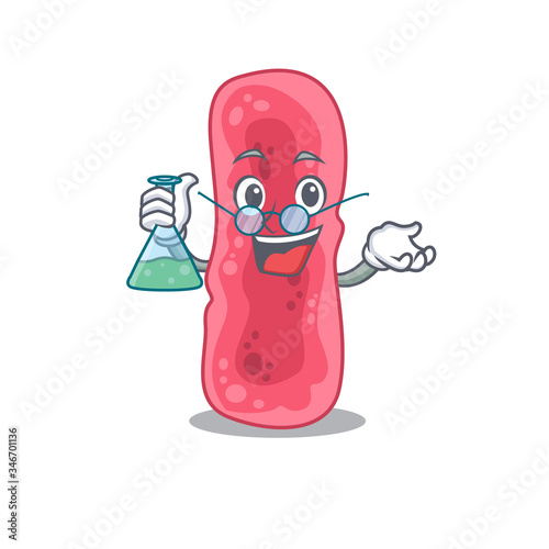 Shigella Sonnei smart Professor Cartoon design style working with glass tube photo
