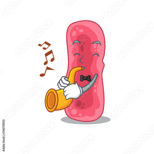 Talented musician of shigella sonnei cartoon design playing a trumpet