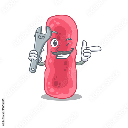A picture of shigella sonnei mechanic mascot design concept