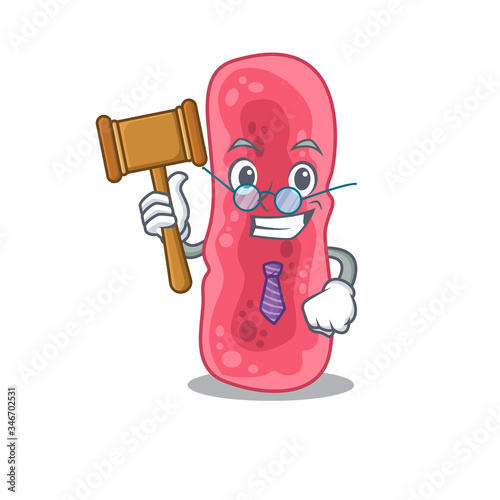 A humble judge of shigella sonnei cartoon character design wearing glasses