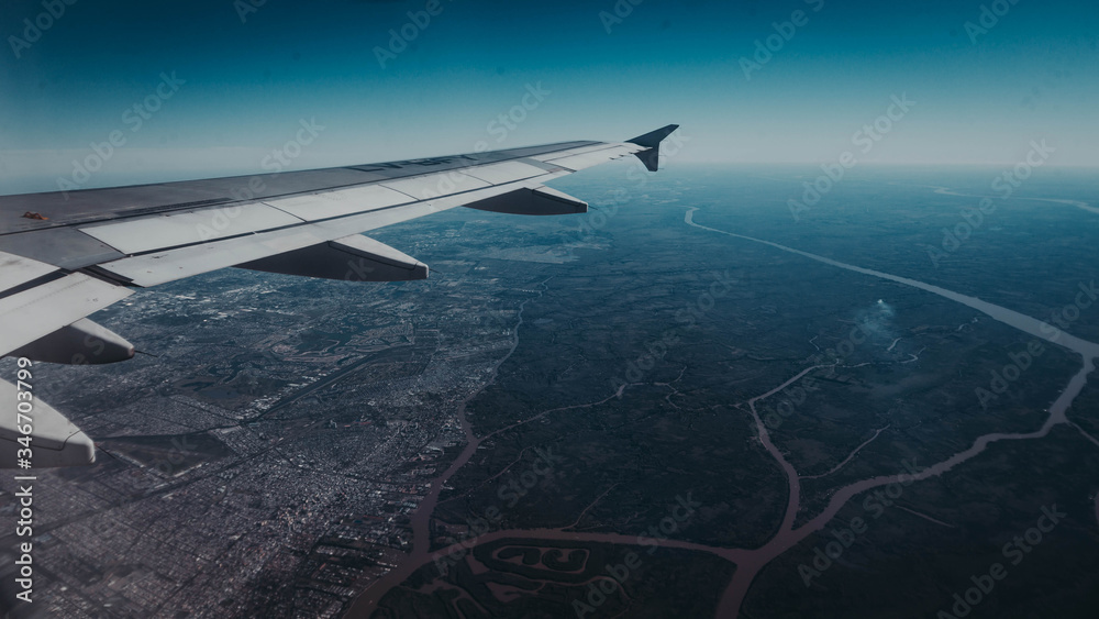 Naklejka premium view from airplane window