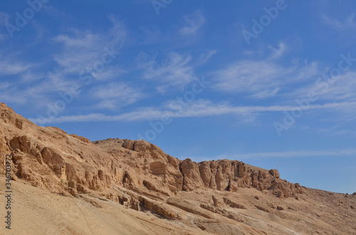  The erosion of sandstone mountains at the Valley of the King.